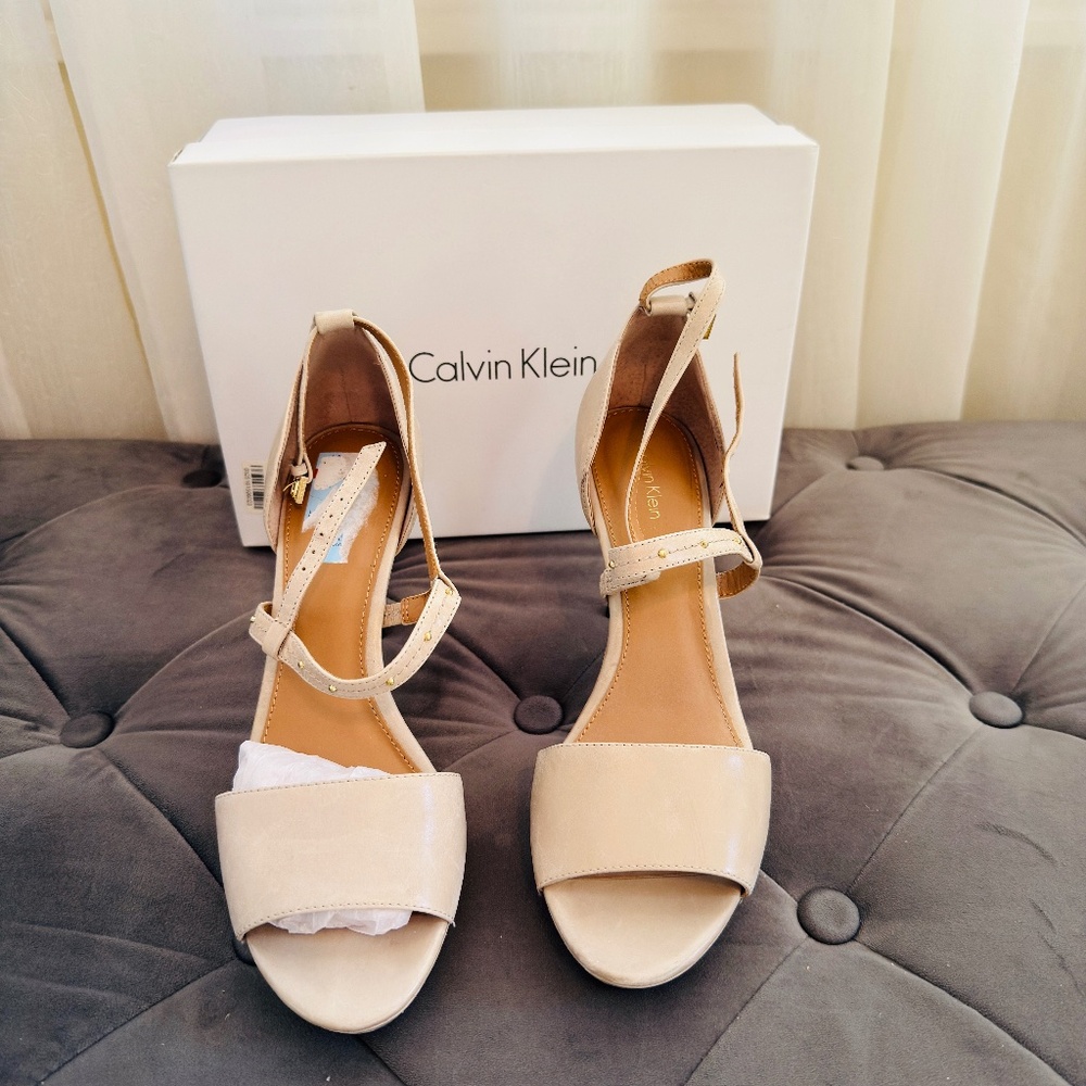 Calvin Klein genuine leather open toes